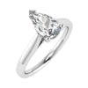 frontal side view of luxury pear platinum solitaire lab grown diamond engagement ring