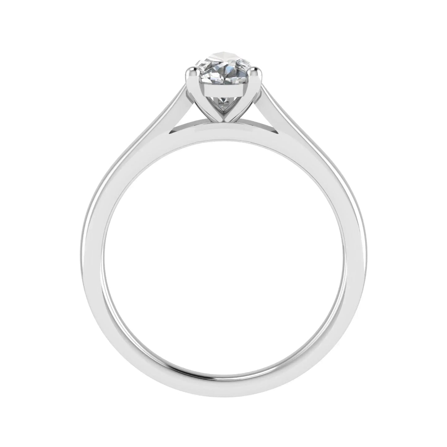 side image of luxury pear platinum solitaire lab grown diamond engagement ring
