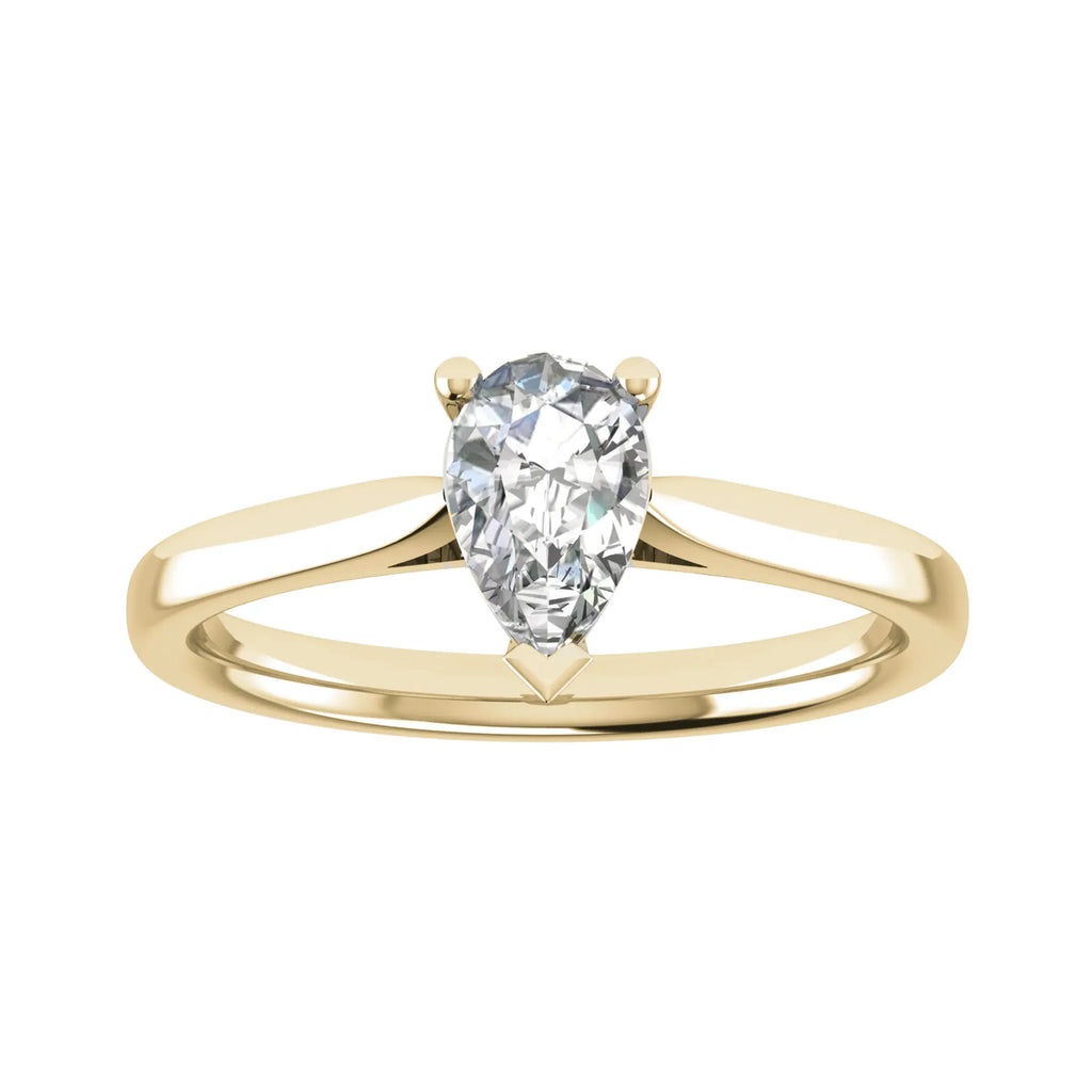 luxury pear yellow gold solitaire lab grown diamond engagement ring