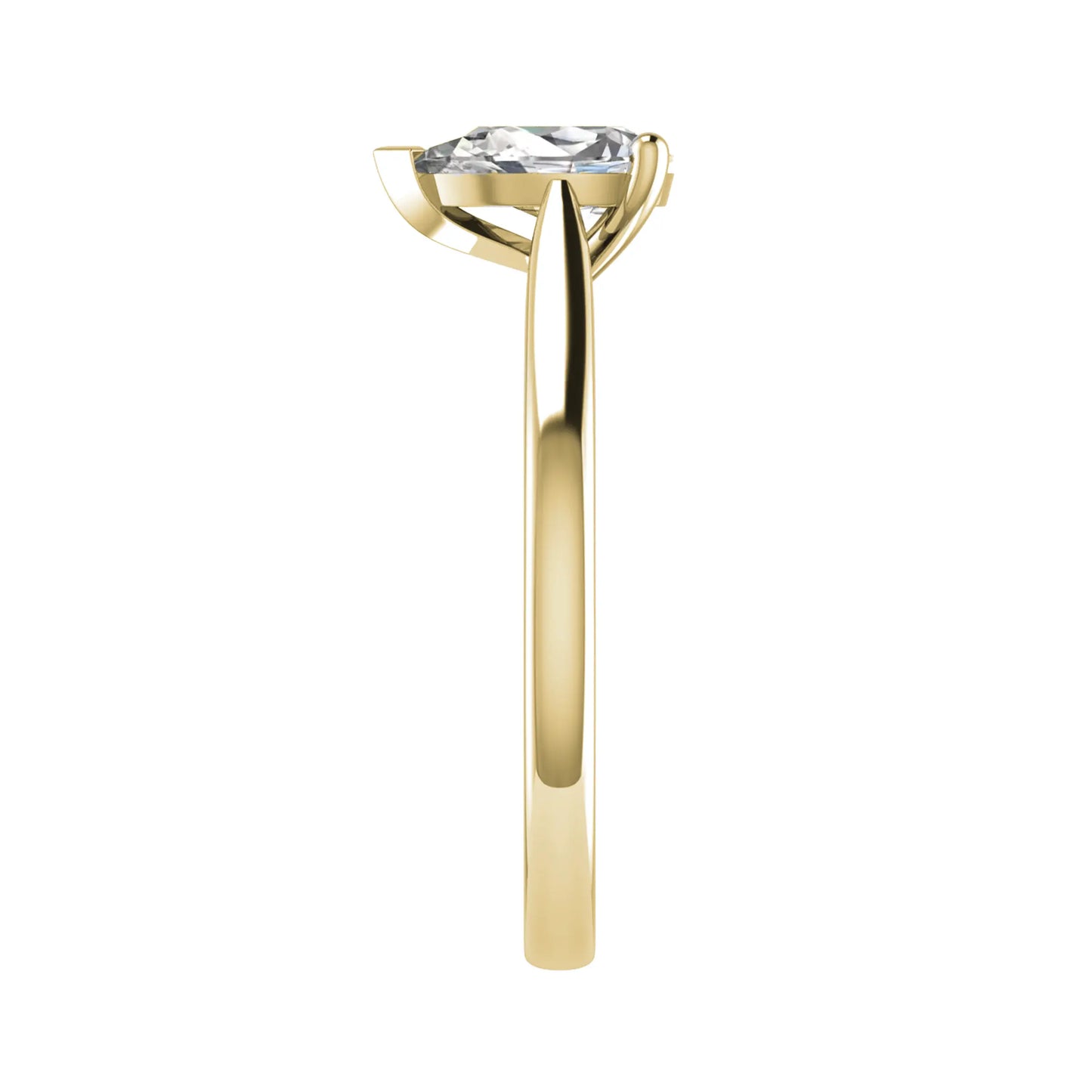 side angle of luxury pear yellow gold solitaire lab grown diamond engagement ring
