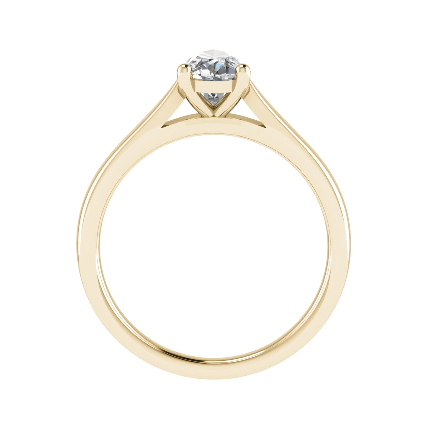 side image of luxury pear yellow gold solitaire lab grown diamond engagement ring