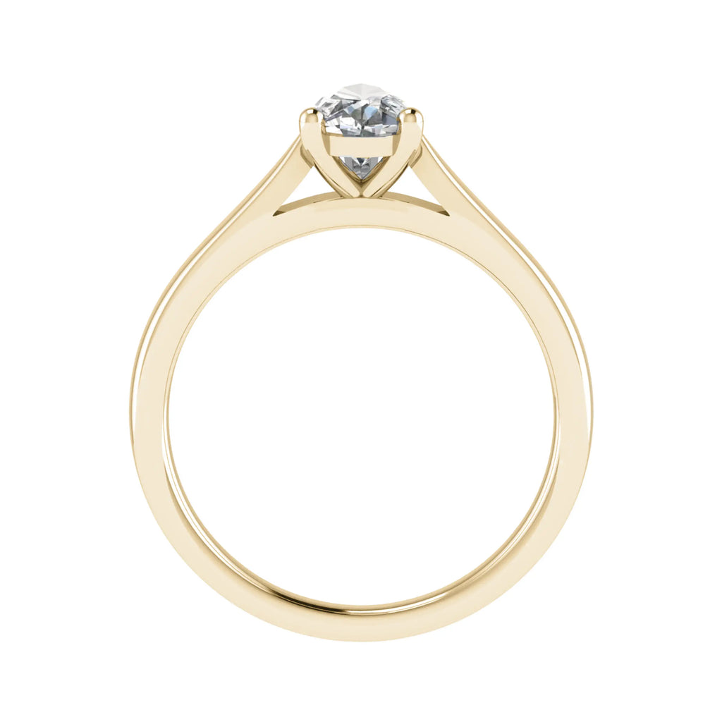 side image of luxury pear yellow gold solitaire lab grown diamond engagement ring