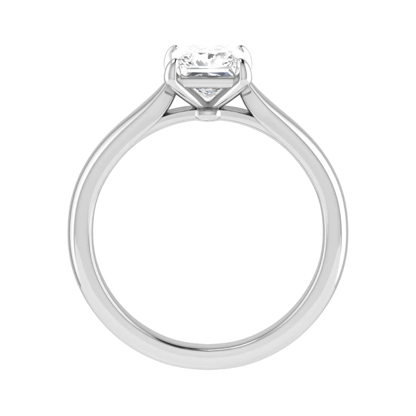 side view luxury princess white gold solitaire lab grown diamond engagement ring