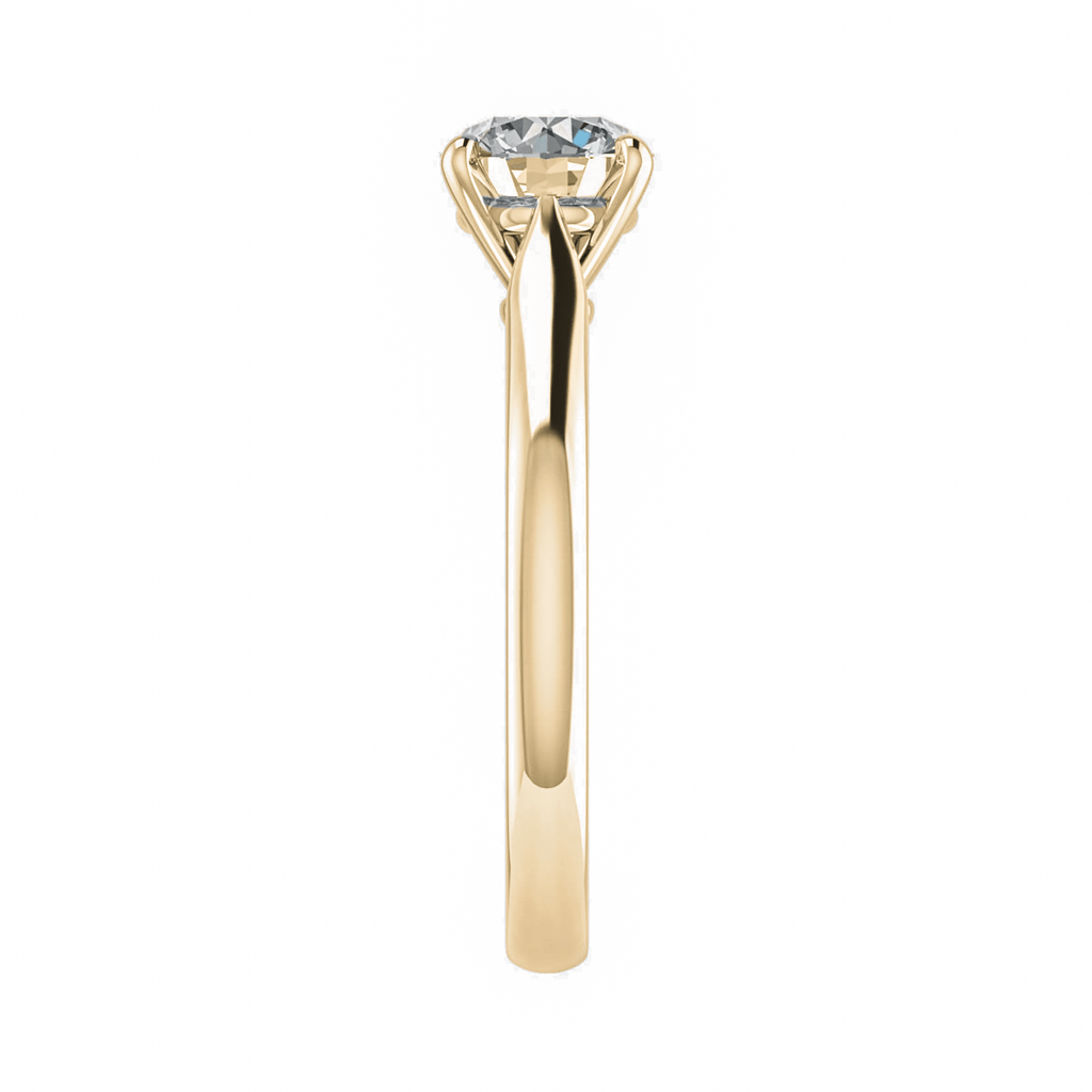luxury yellow gold hidden halo lab grown diamond engagement ring image side on