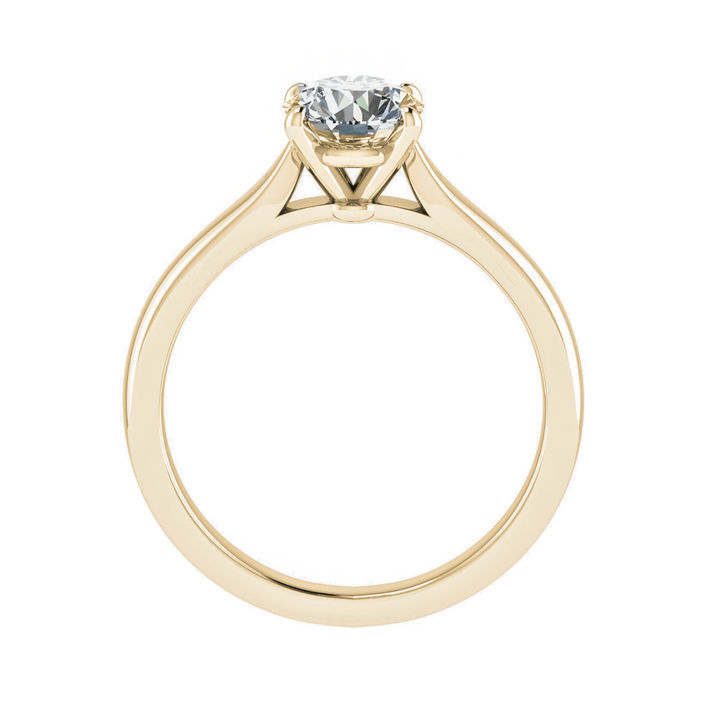 luxury yellow gold hidden halo lab grown diamond engagement ring side image