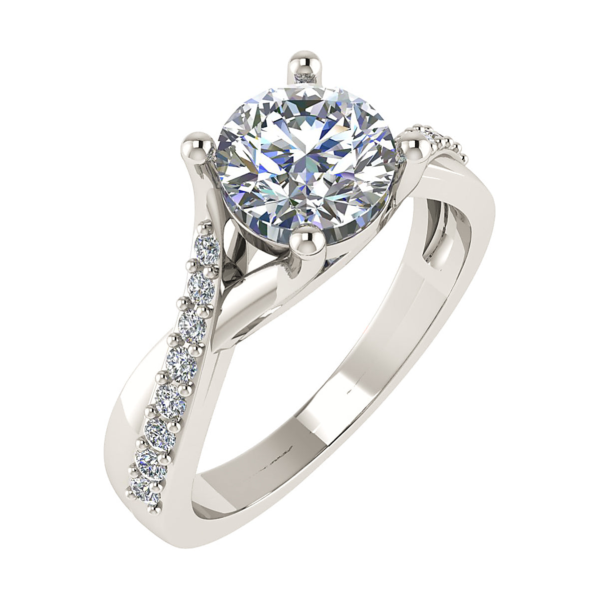 Round Platinum Lab Grown Diamond Set Shoulders