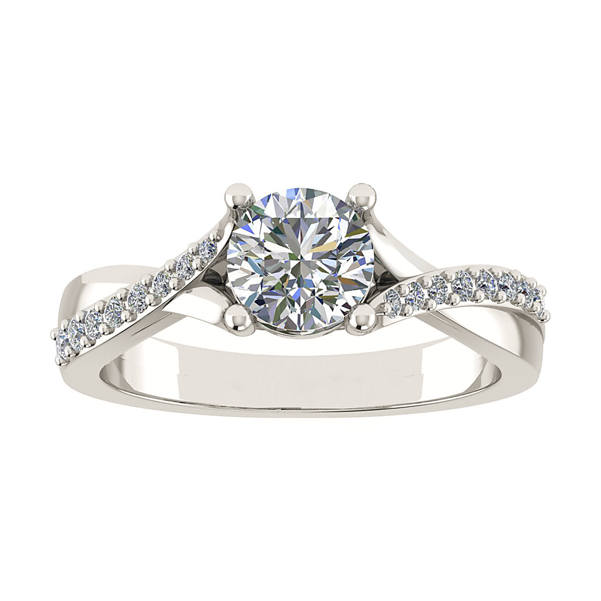 Round Platinum Lab Grown Diamond Set Shoulders