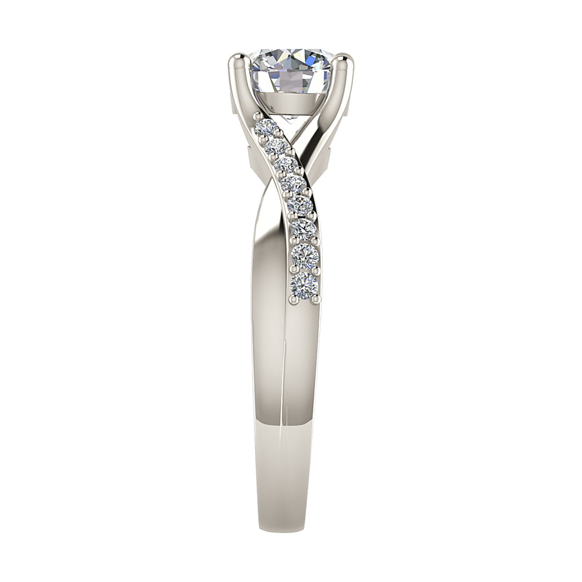 Round Platinum Lab Grown Diamond Set Shoulders