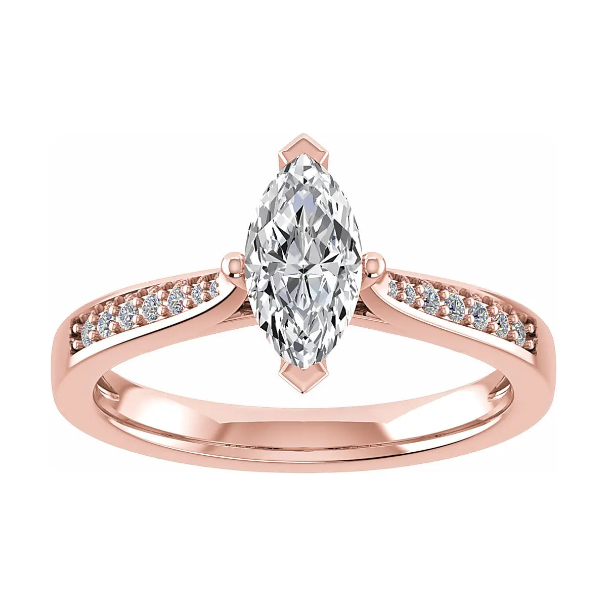 Marquise 18k Rose Gold Lab Grown Diamond Set Shoulders My Store