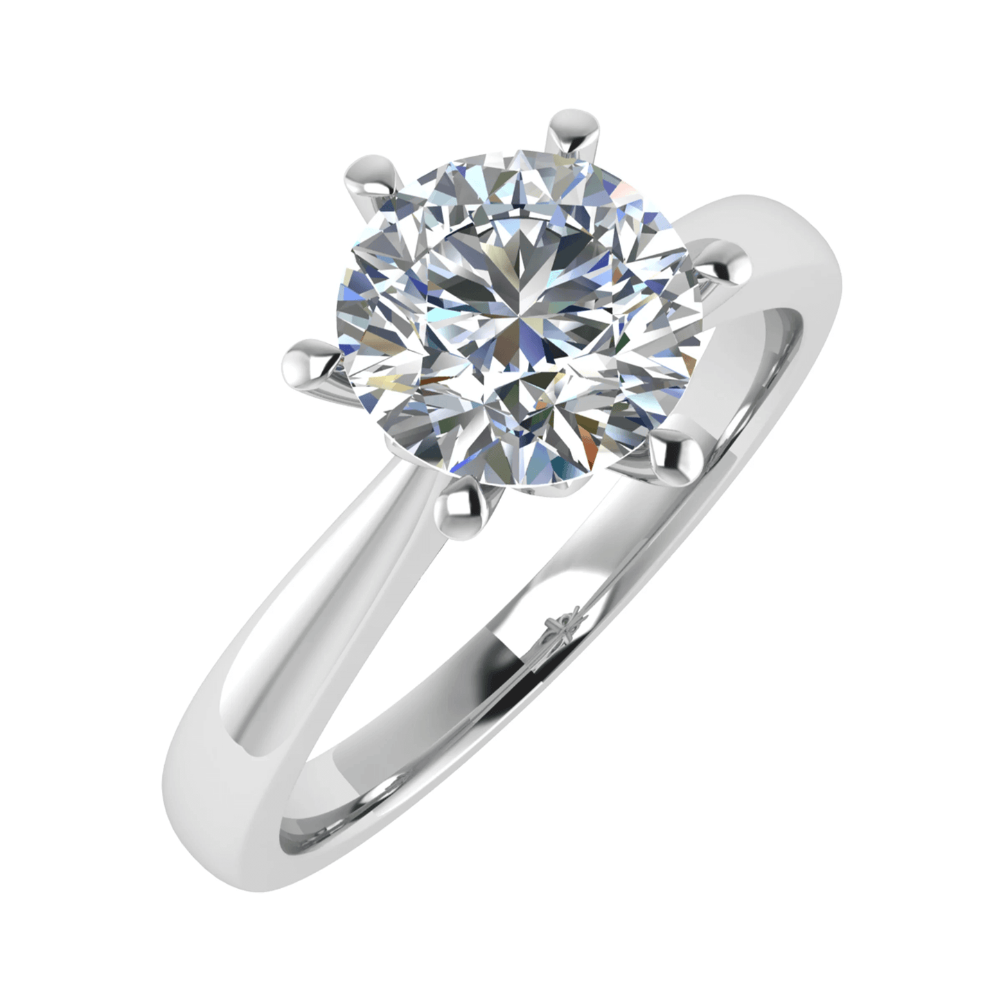 frontal left view luxury round white gold solitaire oval lab grown diamond engagement ring