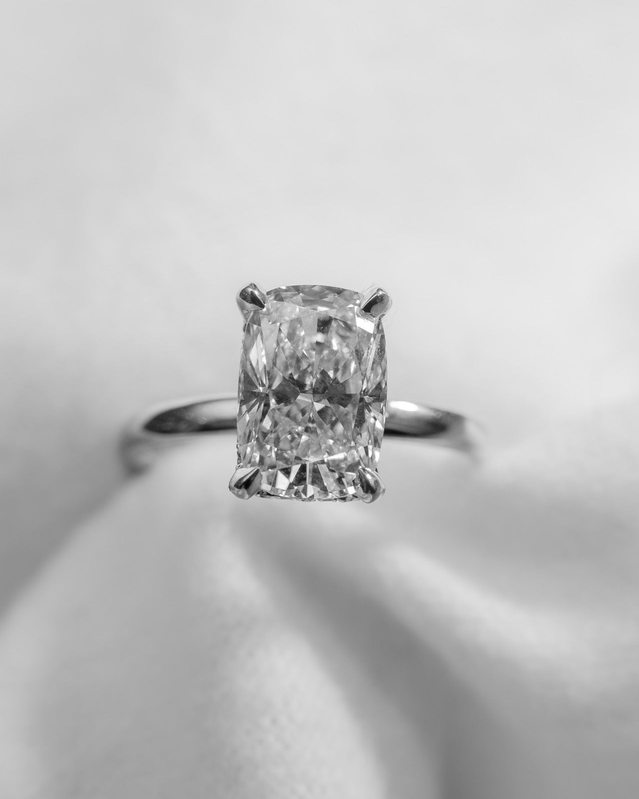 Elongated Cushion Lab Grown Diamond (Hidden Halo) | 18K White Gold
