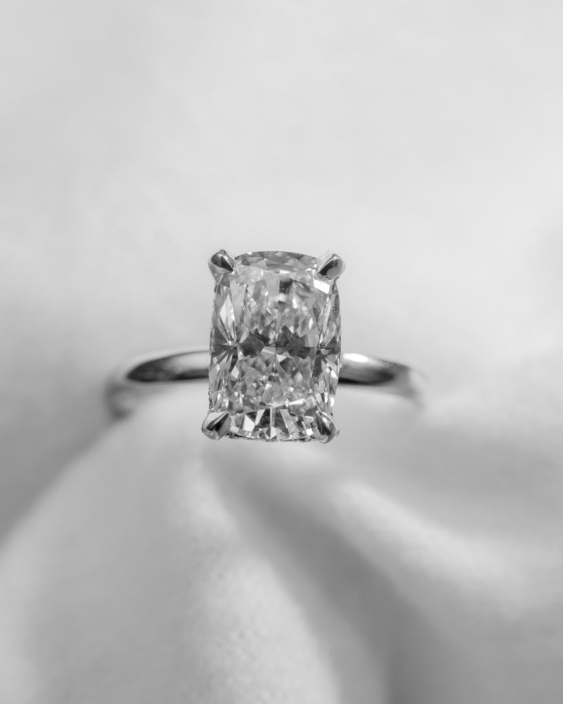 Elongated Cushion Lab Grown Diamond (Hidden Halo) | 18K White Gold