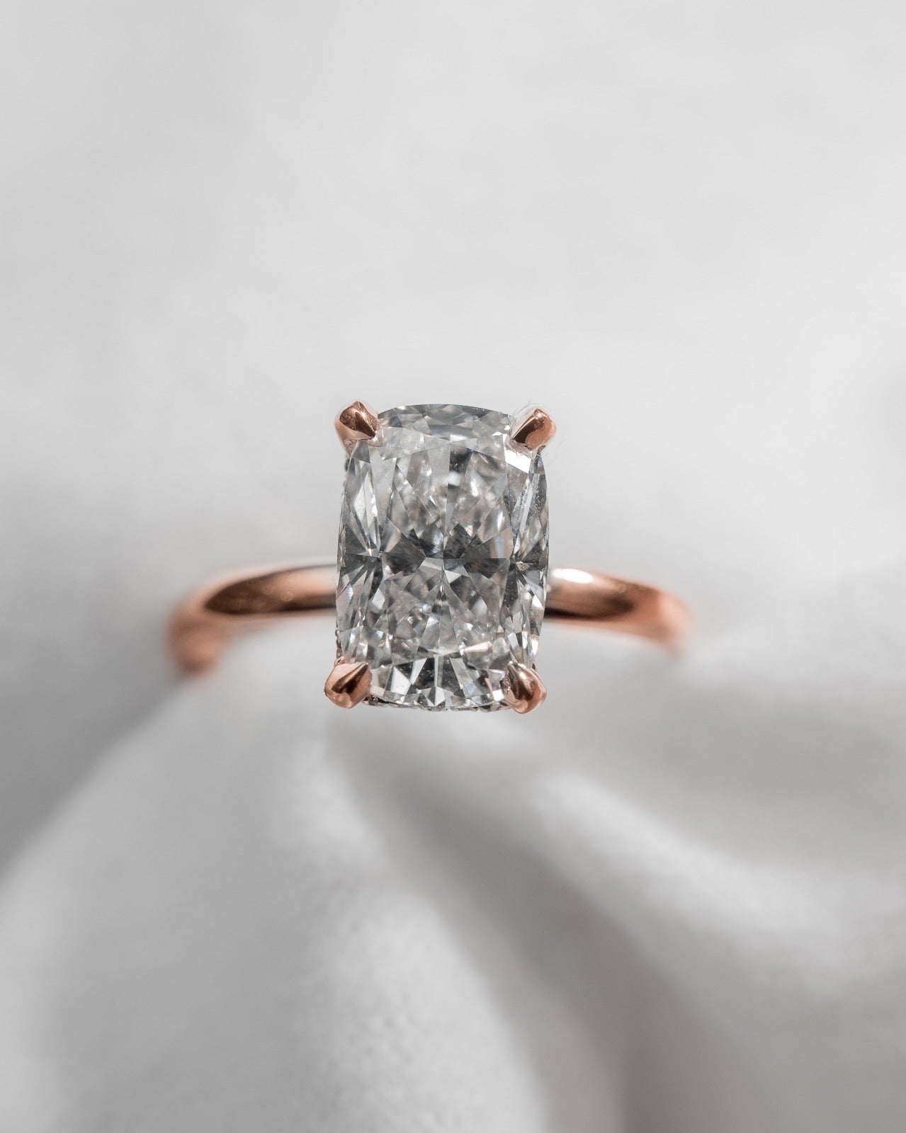 Elongated Cushion Lab Grown Diamond (Hidden Halo) | 18K Rose Gold