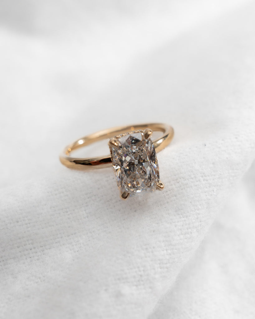 Elongated Cushion Lab Grown Diamond (Hidden Halo) | 18K Yellow Gold