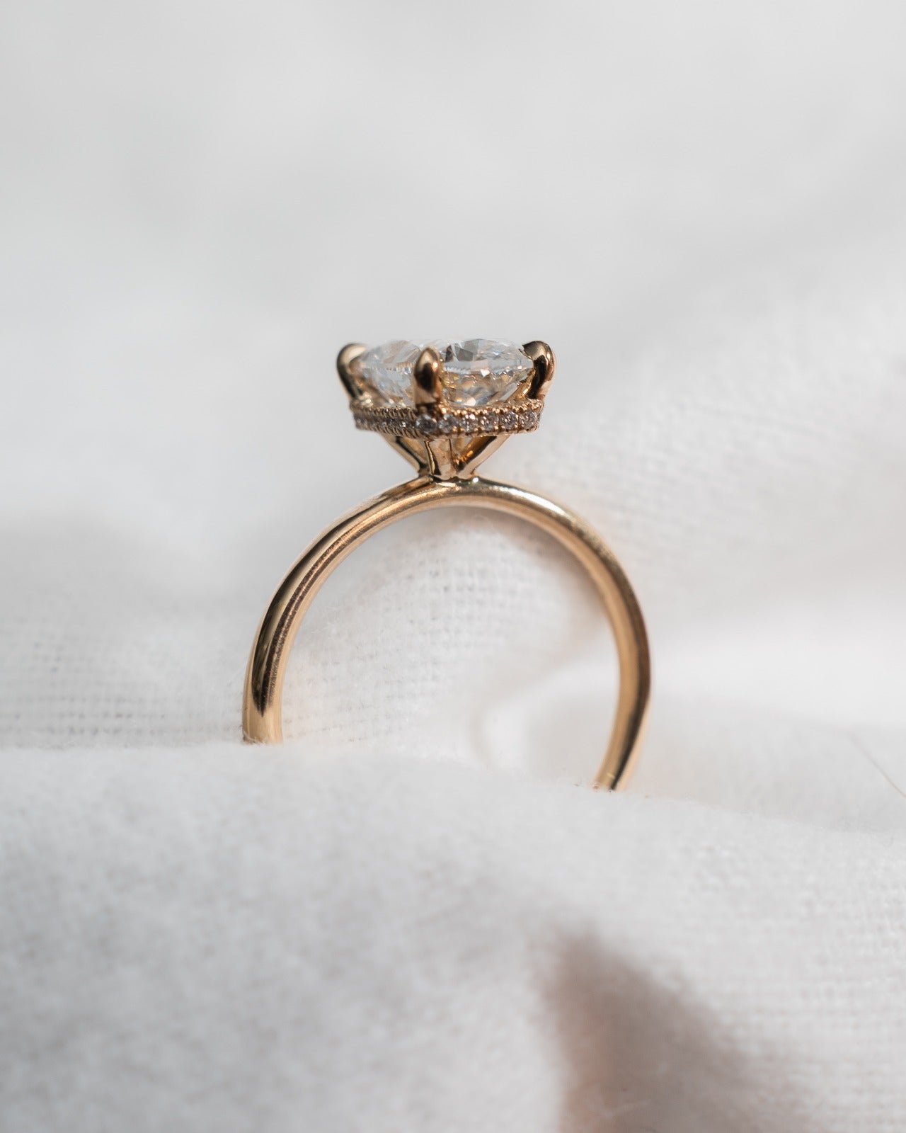 Elongated Cushion Lab Grown Diamond (Hidden Halo) | 18K Yellow Gold