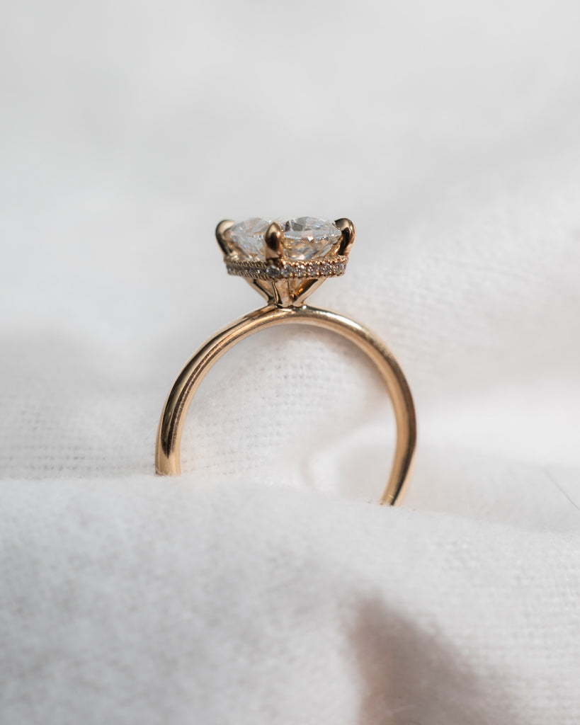 Elongated Cushion Lab Grown Diamond (Hidden Halo) | 18K Yellow Gold