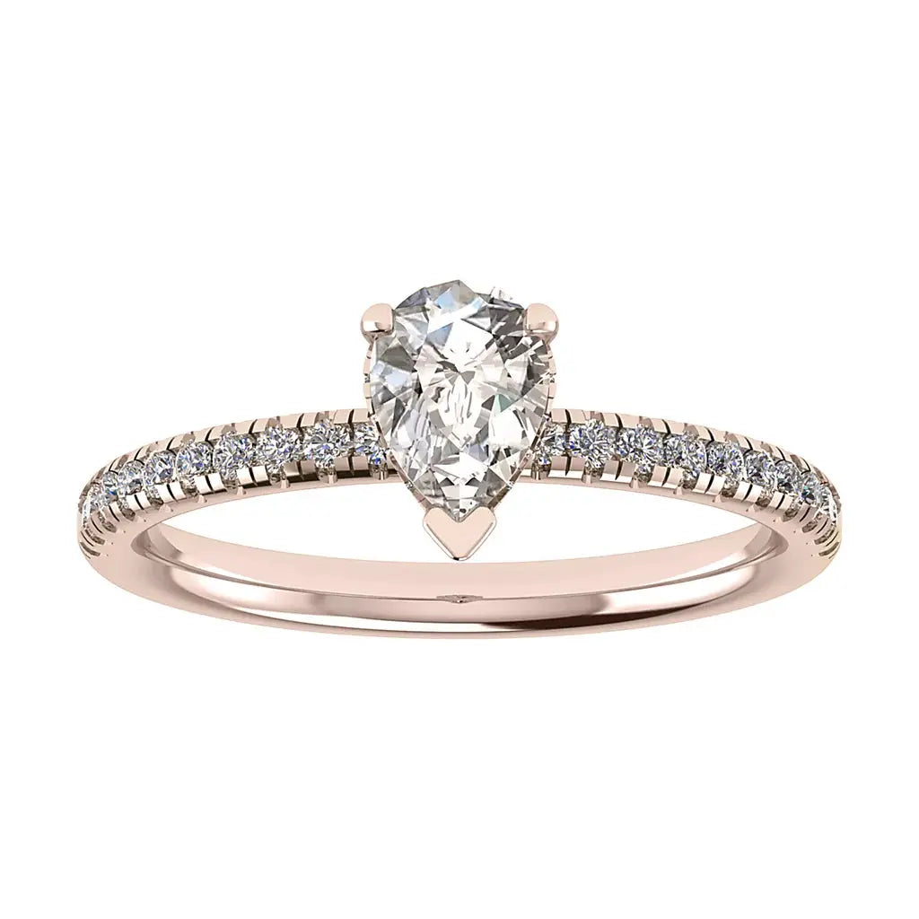 Pear 18K White Gold Lab Grown Diamond Set shoulders (Hidden Halo) My Store