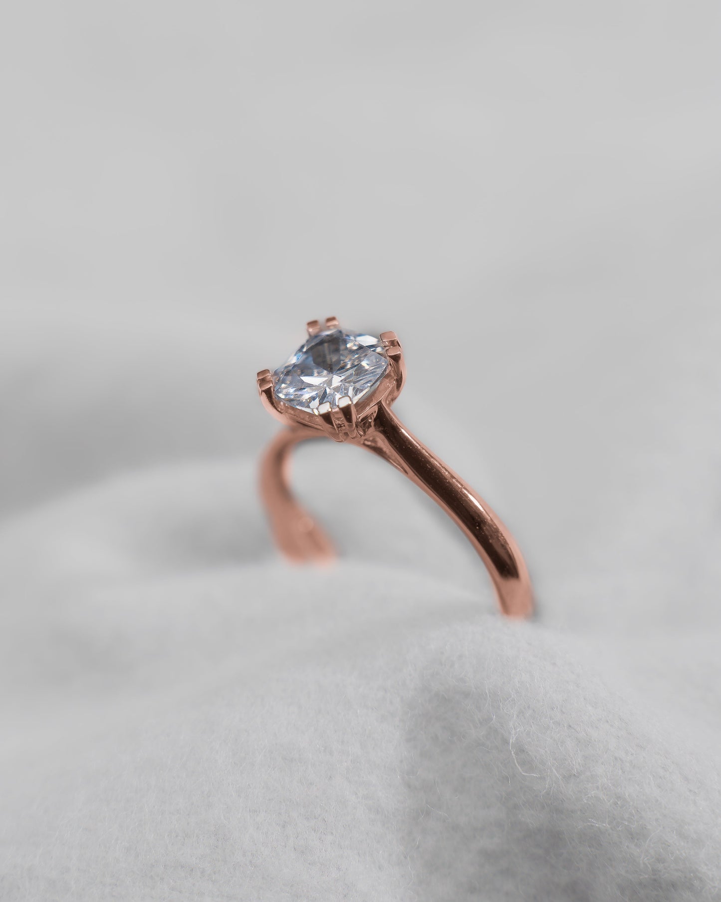 Cushion 18K Rose Gold Lab Grown Solitaire - Lester & Brown