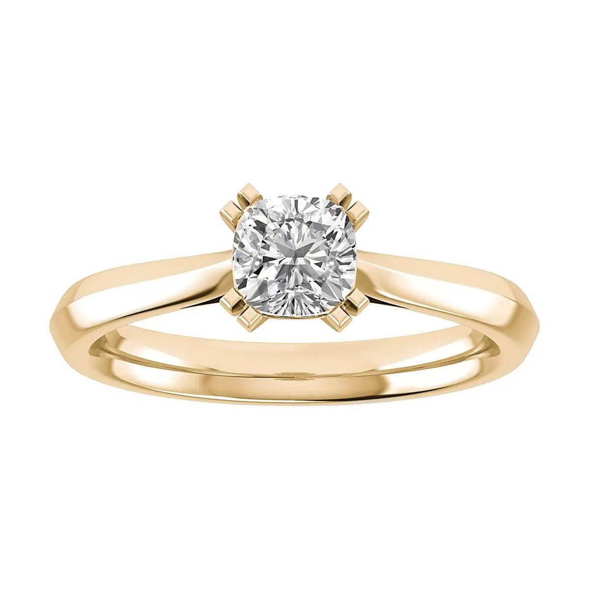 Cushion 18K Yellow Gold Lab Grown Solitaire - Lester & Brown
