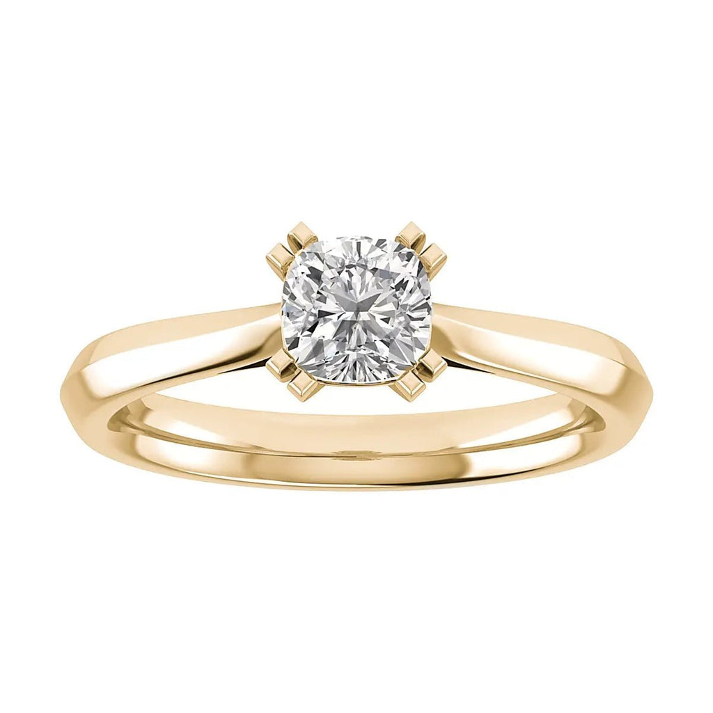 Cushion 18K Yellow Gold Lab Grown Solitaire - Lester & Brown