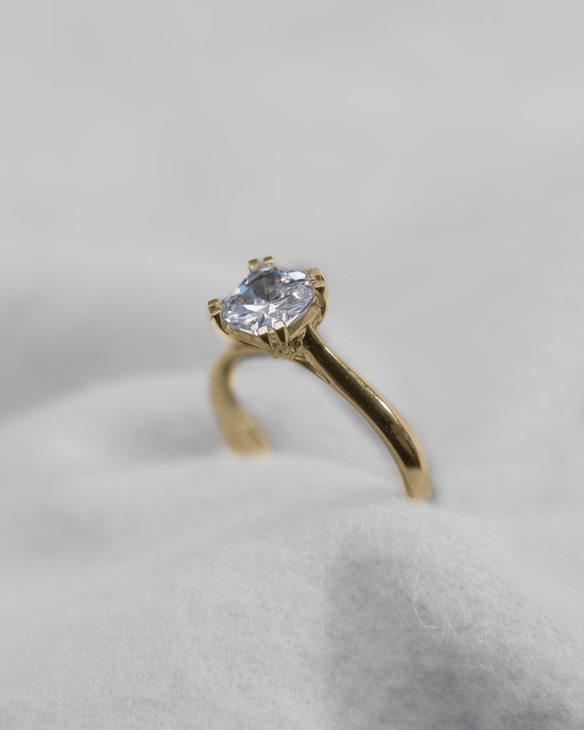 Cushion 18K Yellow Gold Lab Grown Solitaire - Lester & Brown