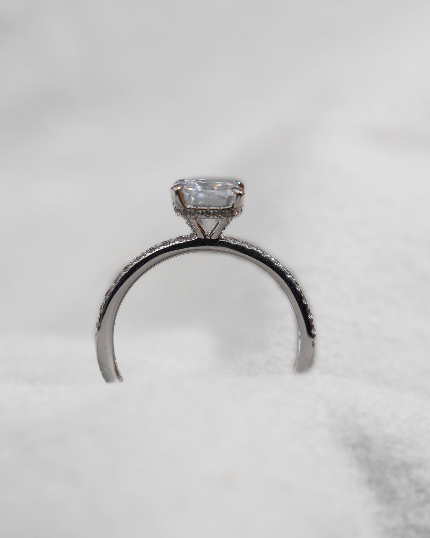 Cushion Platinum Lab Grown Diamond Set Shoulders (Hidden Halo) - Lester & Brown