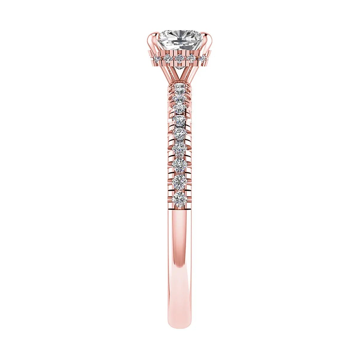 Cushion Rose Gold Lab Grown Diamond Set Shoulders (Hidden Halo) - Lester & Brown