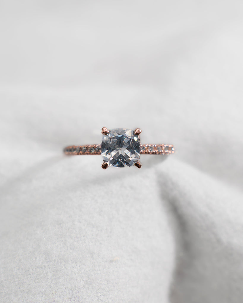 Cushion Rose Gold Lab Grown Diamond Set Shoulders (Hidden Halo) - Lester & Brown
