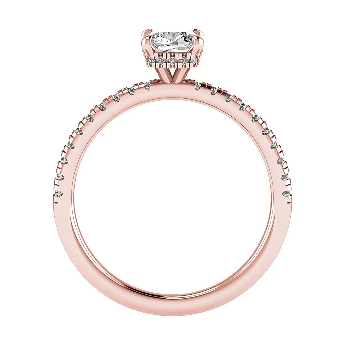 Cushion Rose Gold Lab Grown Diamond Set Shoulders (Hidden Halo) - Lester & Brown