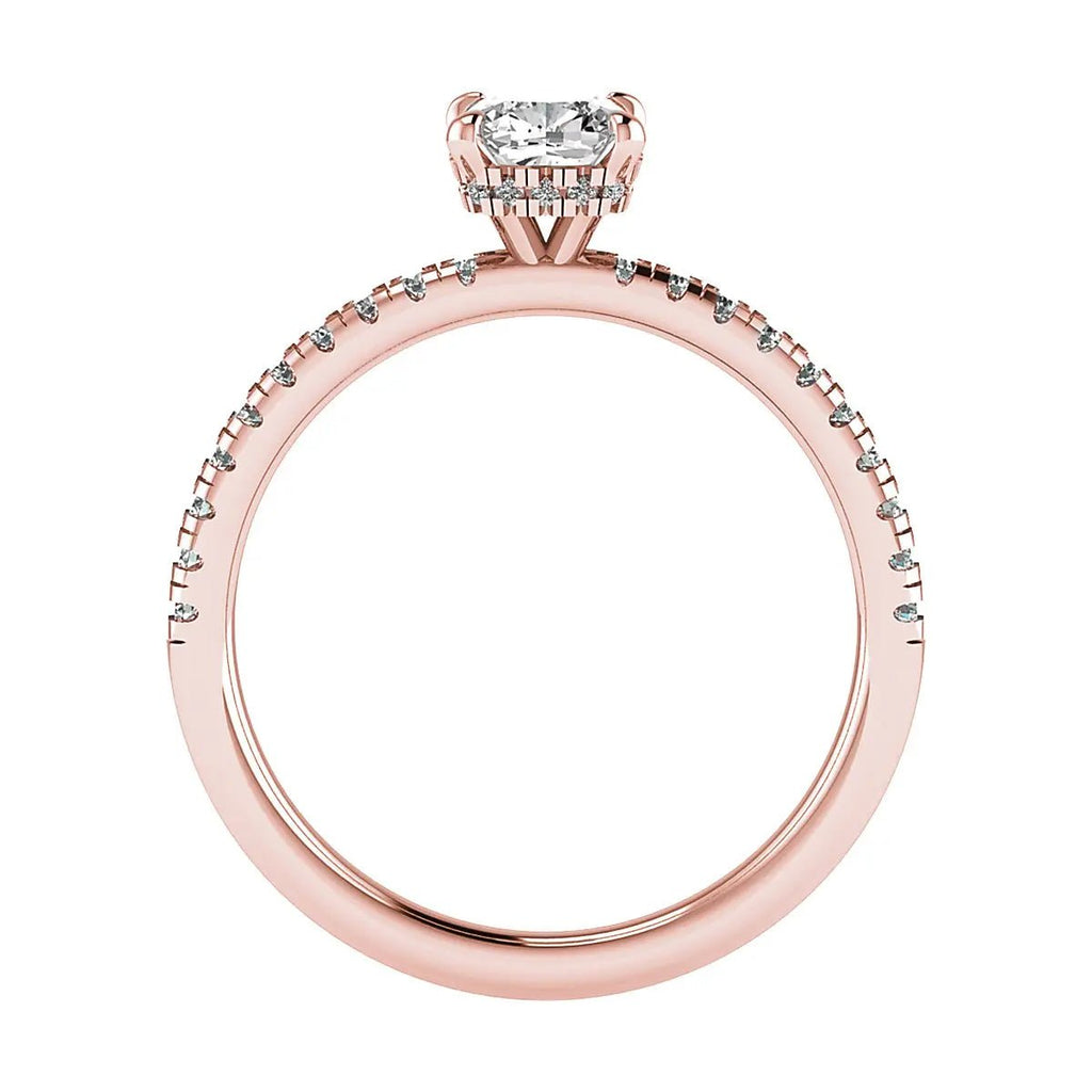 Cushion Rose Gold Lab Grown Diamond Set Shoulders (Hidden Halo) - Lester & Brown