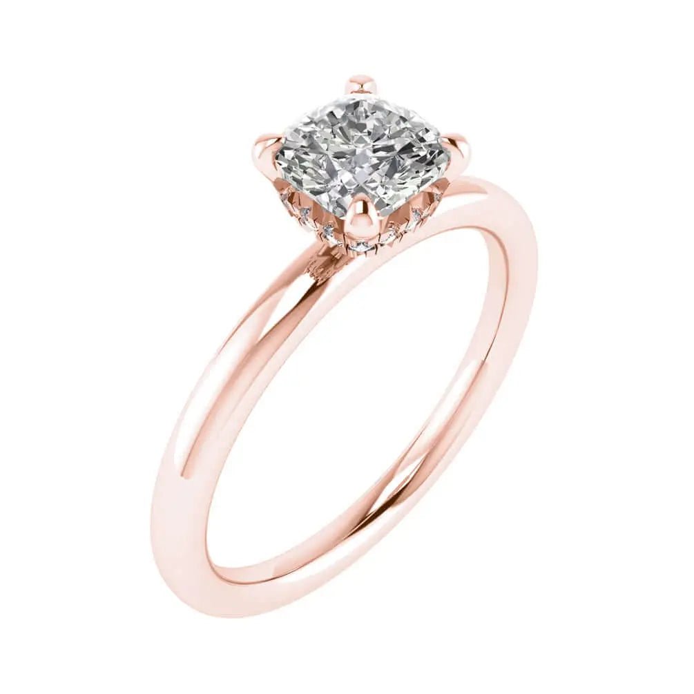 Cushion Rose Gold Lab Grown Solitaire (Hidden Halo) - Lester & Brown