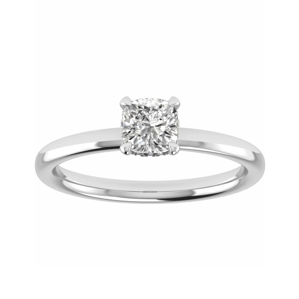 Cushion White Gold Lab Grown Solitaire (Hidden Halo) - Lester & Brown
