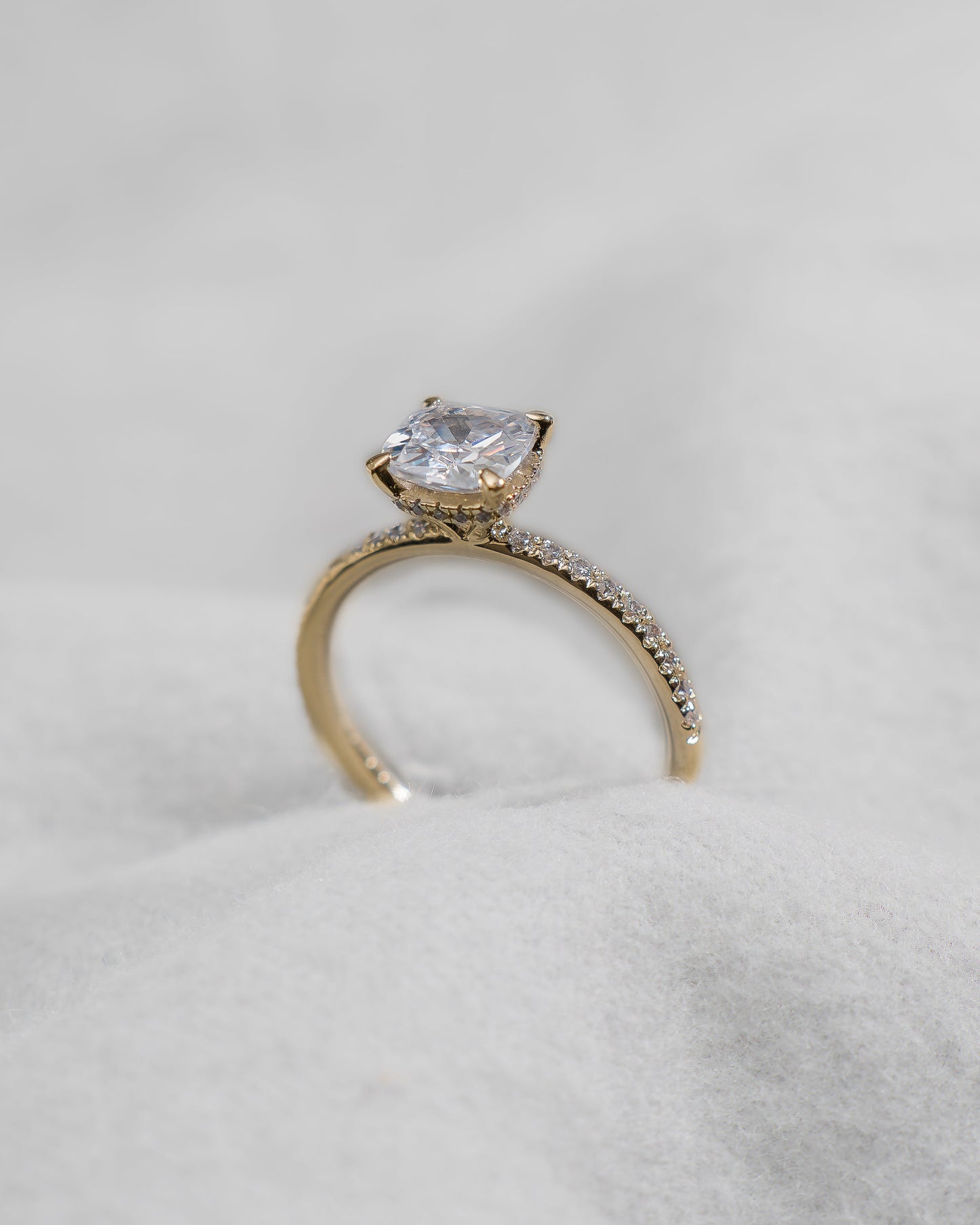 Cushion Yellow Gold Lab Grown Diamond Set Shoulders (Hidden Halo) - Lester & Brown