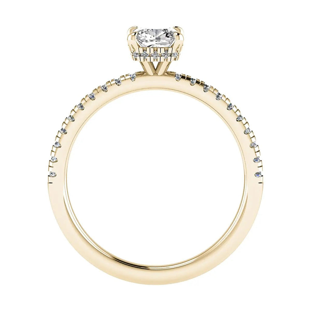 Cushion Yellow Gold Lab Grown Diamond Set Shoulders (Hidden Halo) - Lester & Brown