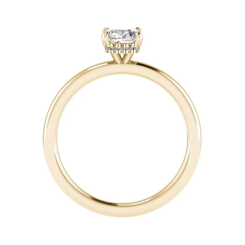 Cushion Yellow Gold Lab Grown Solitaire (Hidden Halo) - Lester & Brown