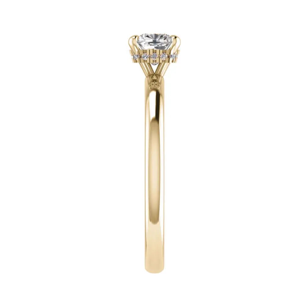 Cushion Yellow Gold Lab Grown Solitaire (Hidden Halo) - Lester & Brown