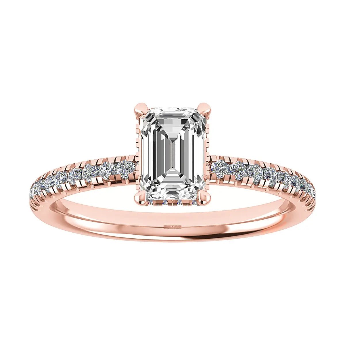 Emerald 18K Rose Gold Lab Grown Diamond Set Shoulders (Hidden Halo) - Lester & Brown