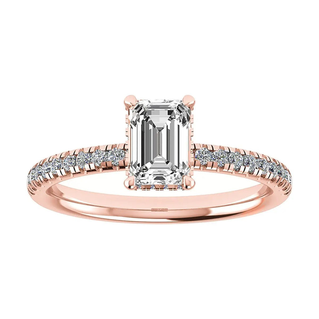 Emerald 18K Rose Gold Lab Grown Diamond Set Shoulders (Hidden Halo) - Lester & Brown