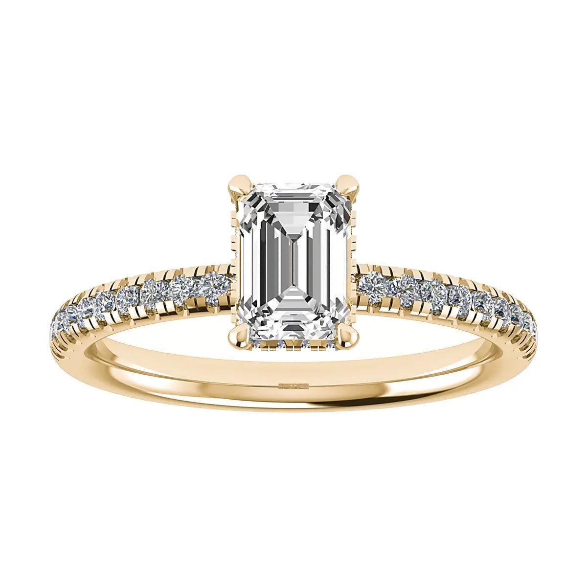 Emerald 18K Yellow Gold Lab Grown Diamond Set Shoulders (Hidden Halo) - Lester & Brown