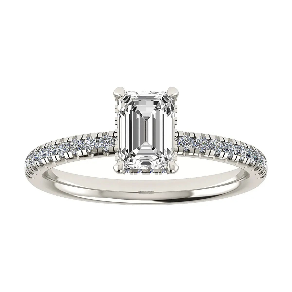 Emerald Platinum Lab Grown Diamond Set Shoulders (Hidden Halo) - Lester & Brown