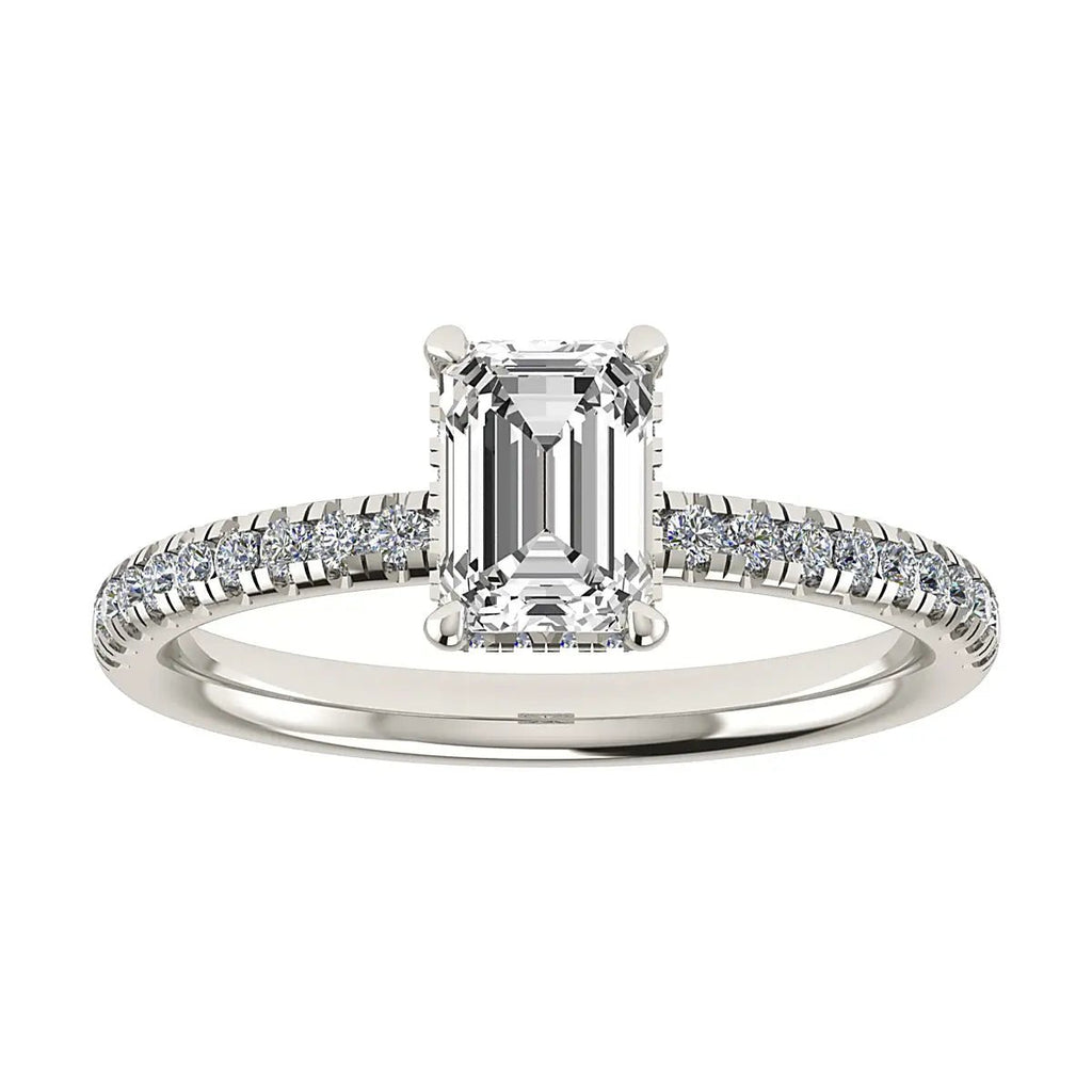 Emerald Platinum Lab Grown Diamond Set Shoulders (Hidden Halo) - Lester & Brown