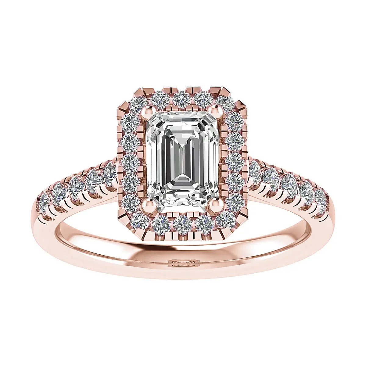 Emerald Rose Gold Lab Grown Diamond Halo - Lester & Brown