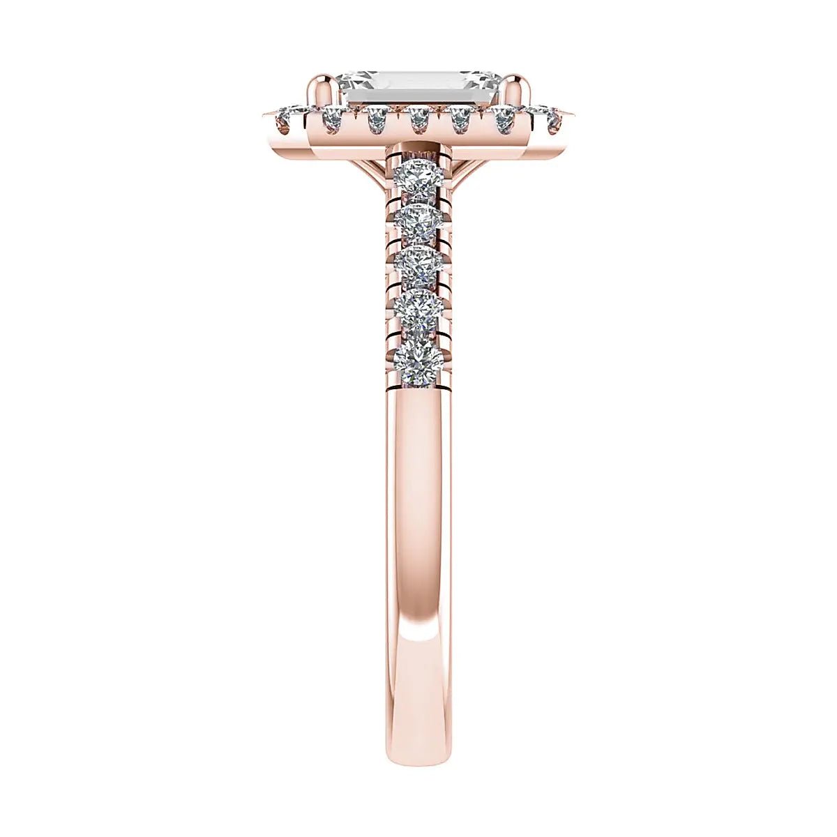 Emerald Rose Gold Lab Grown Diamond Halo - Lester & Brown