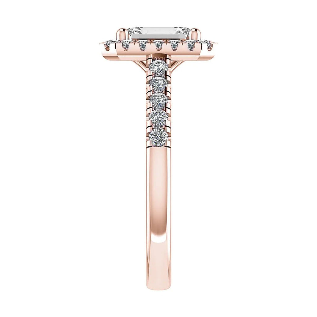 Emerald Rose Gold Lab Grown Diamond Halo - Lester & Brown