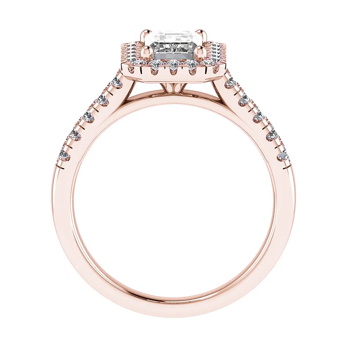 Emerald Rose Gold Lab Grown Diamond Halo - Lester & Brown