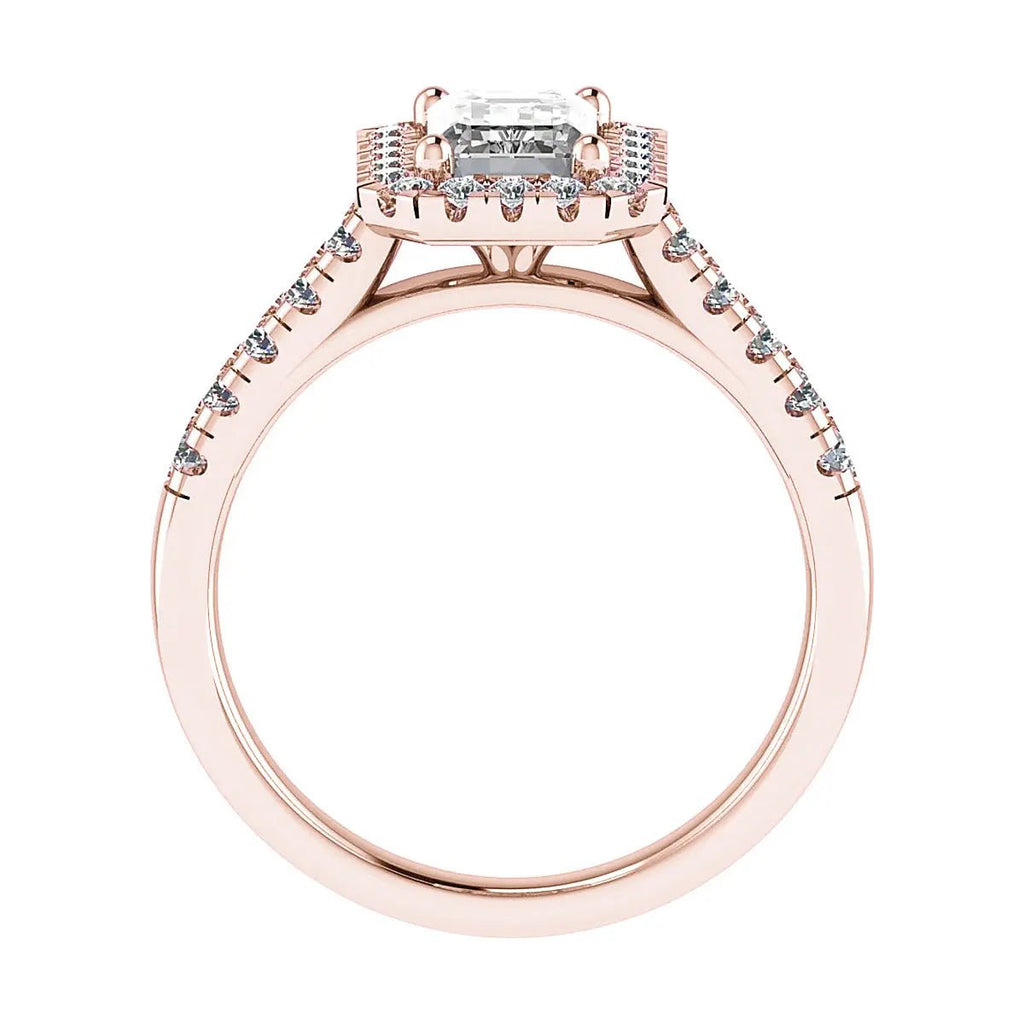 Emerald Rose Gold Lab Grown Diamond Halo - Lester & Brown