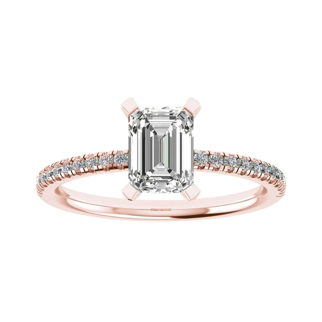 Emerald Rose Gold Lab Grown Diamond Set Shoulders - Lester & Brown