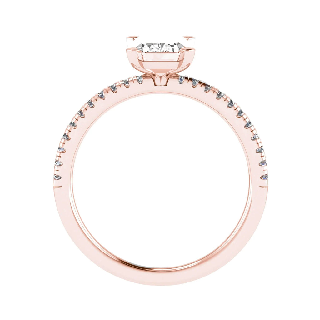 Emerald Rose Gold Lab Grown Diamond Set Shoulders - Lester & Brown