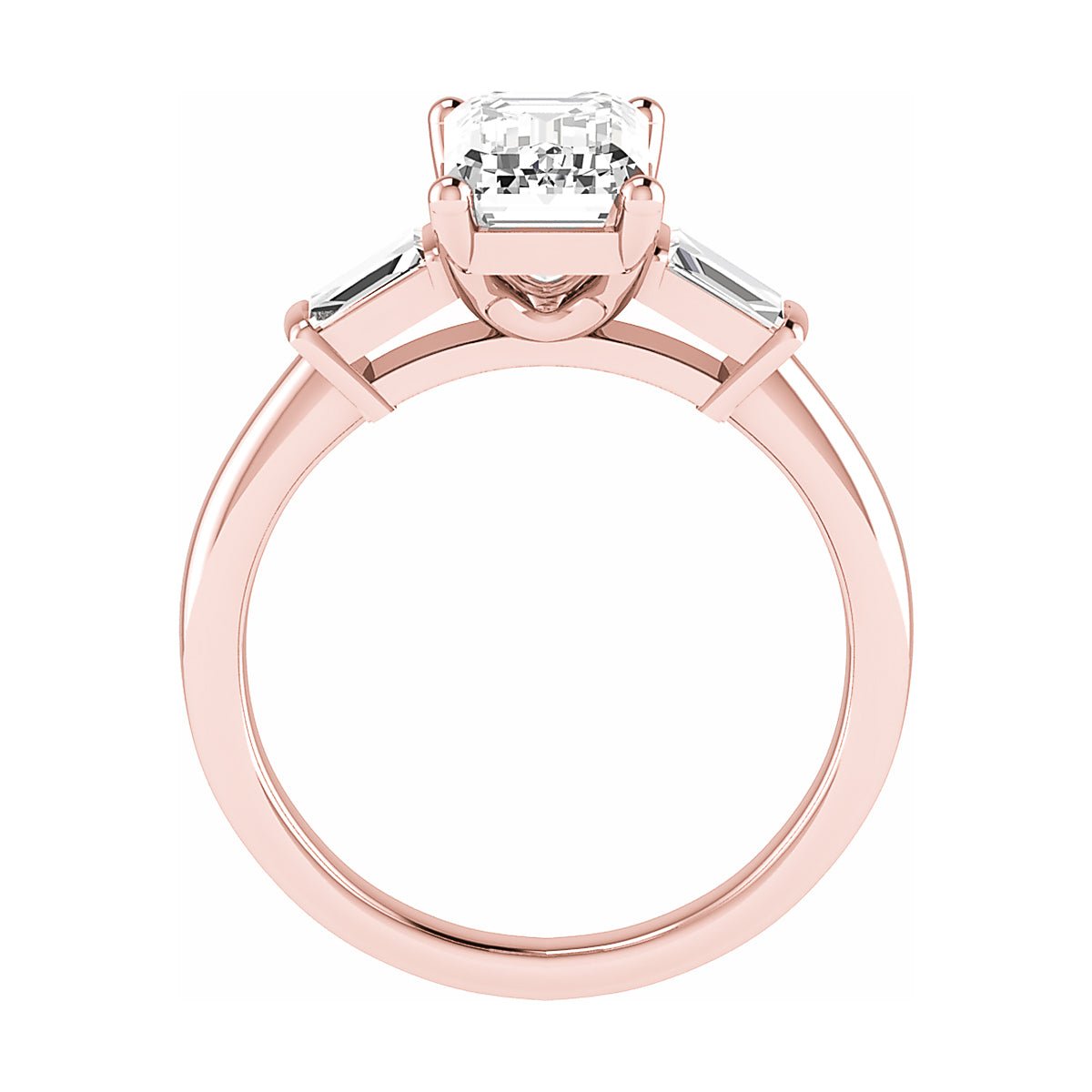 Emerald & Tapered Baguette 18K Rose Gold Lab Grown Diamond Trilogy - Lester & Brown
