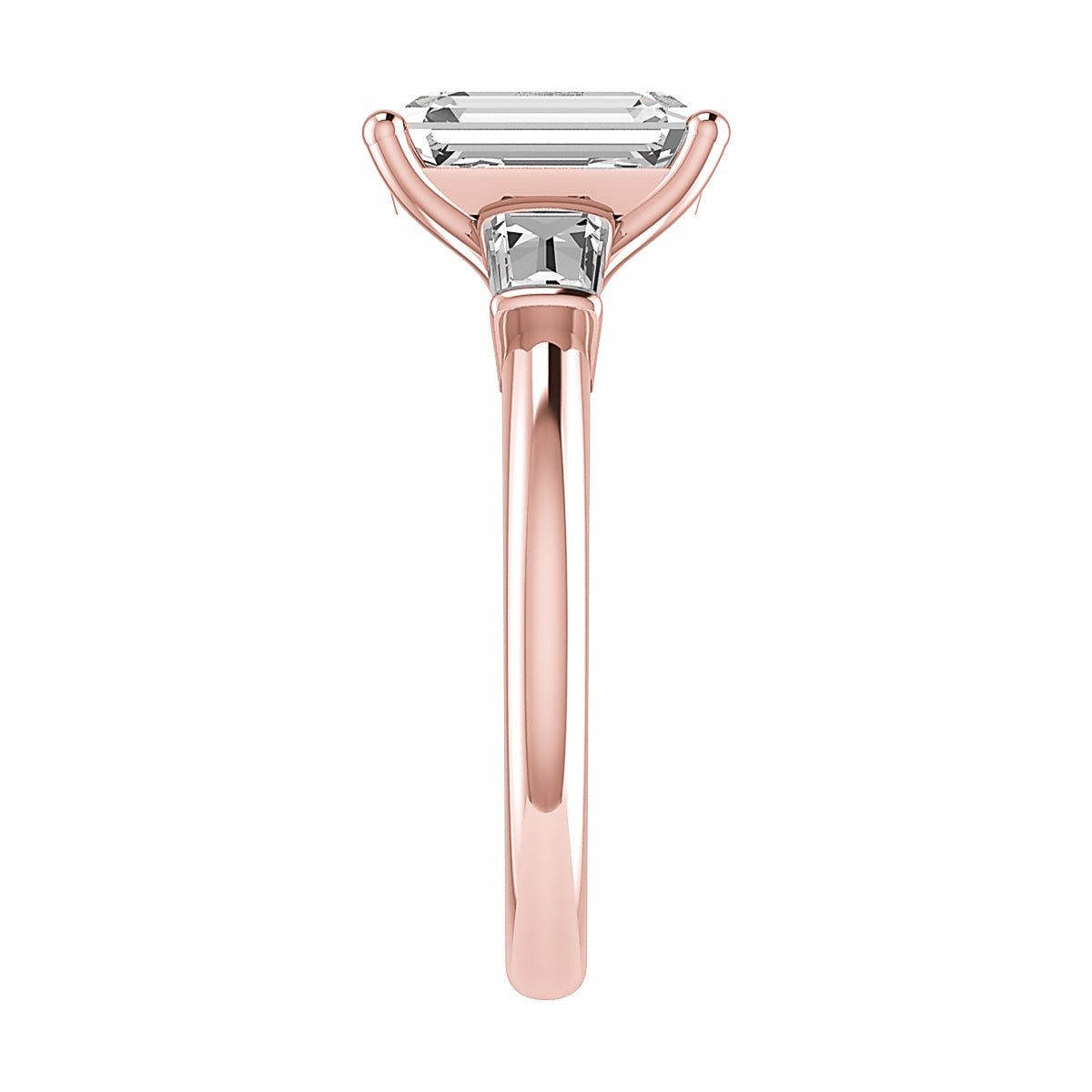 Emerald & Tapered Baguette 18K Rose Gold Lab Grown Diamond Trilogy - Lester & Brown